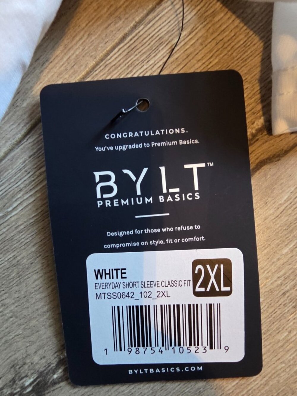 BYLT Premium Basics T-Shirt Mens 2XL White Short Sleeve Crew Neck Summer Tee - Picture 3 of 8